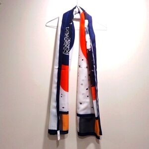 Coco Puss Korean Colorful Women's Large Scarf 33x70" - Red, Orange, Blue, Grey